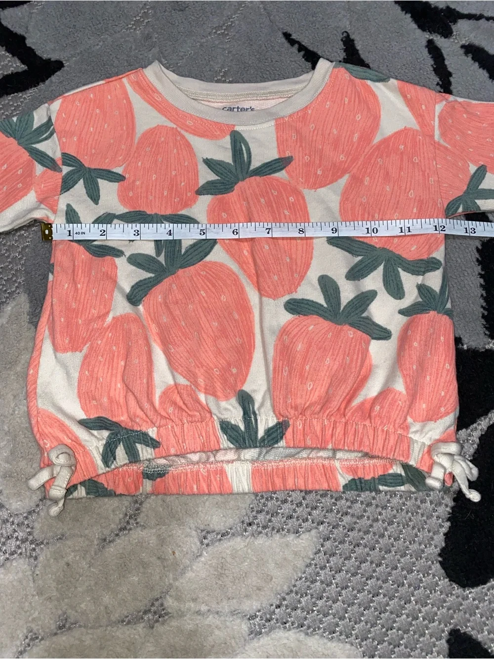 Carter's Baby Girl Size 18 Months Strawberry Print Sweatshirt & Cream Leggings